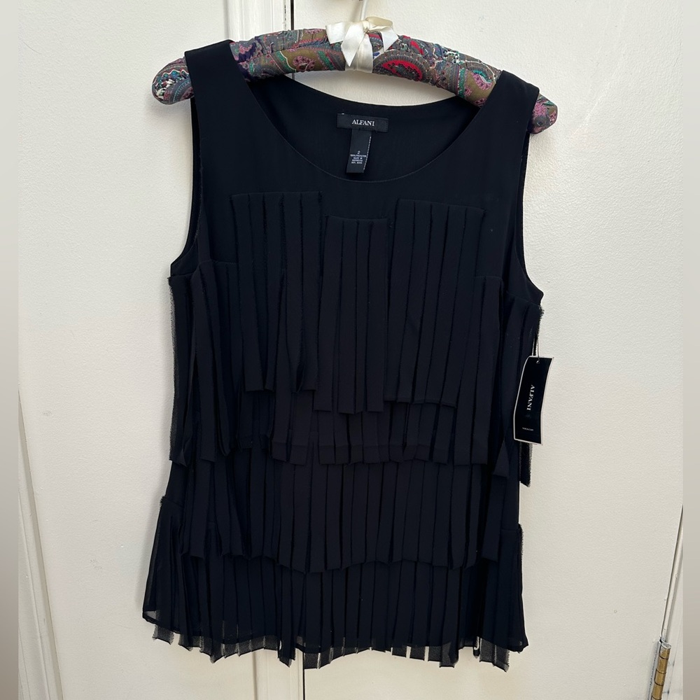 Black Fringe Sleeveless Top
